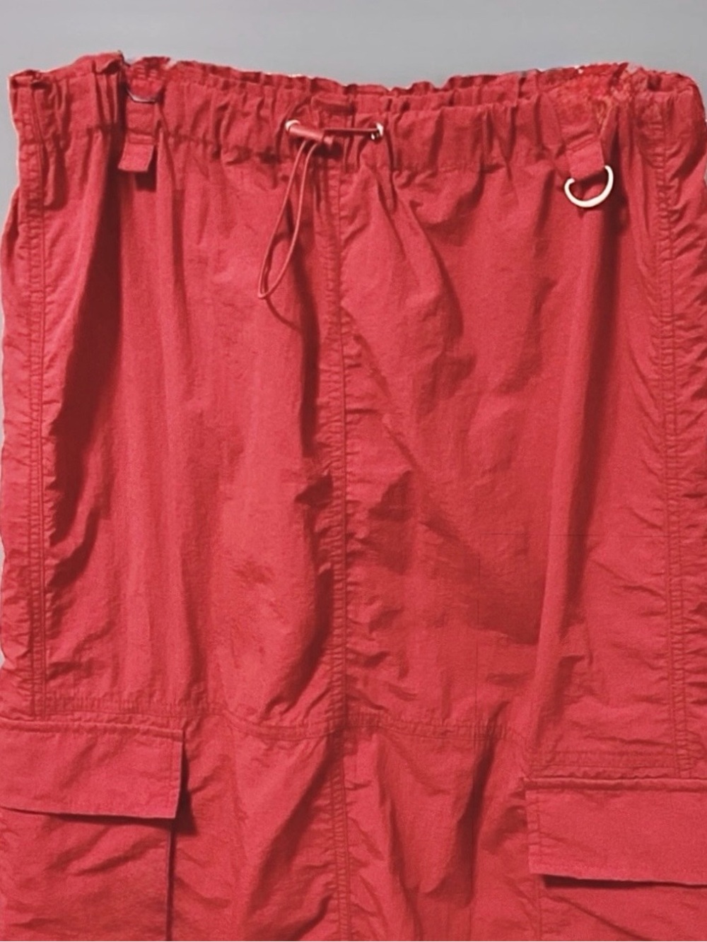 Love Tree NWOT Red Nylon Cargo Y2K Drawstring Maxi/Midi Skirt, M *Final Offer* - Picture 4 of 8